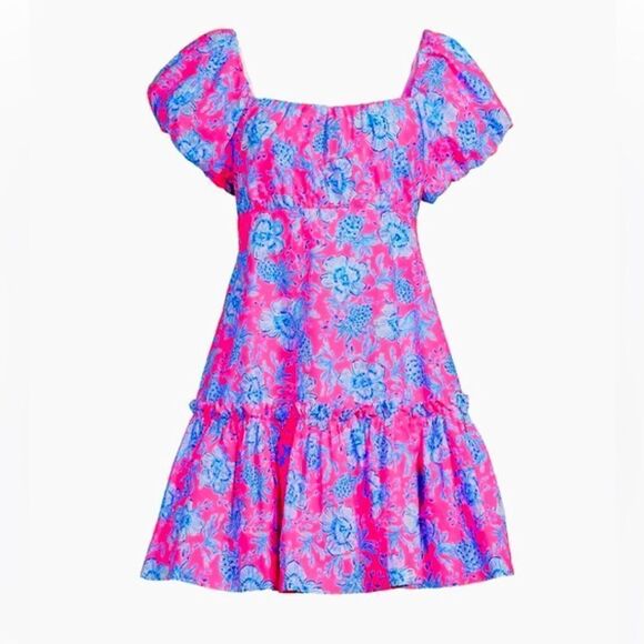 Lilly Pulitzer Nastia Floral Cotton Puff-Sleeve Minidress - Picture 7 of 8